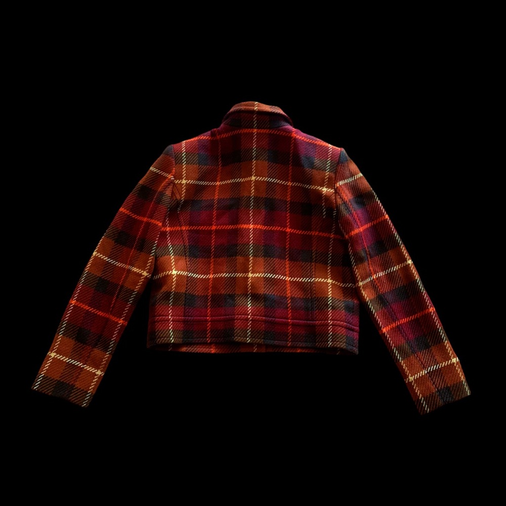 Linda Allard Ellen Tracy Pure Wool Silk Lined Tartan Plaid Blazer Button Up Coat - Picture 3 of 9